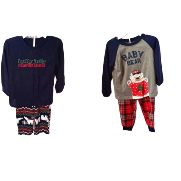 Toddler Bundle 2 fleece 2 piece set unisex size 2t Christmas pajamas - Picture 1 of 6